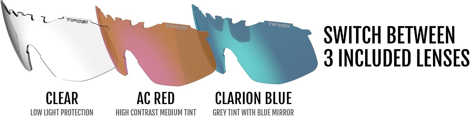 Tifosi Optics Sledge Lite Sunglasses – Ideal For Cycling (Road, Gravel, MTB), Baseball & Softball(Crystal Pink (Clarion Blue/Ac Red/Clear Lenses))