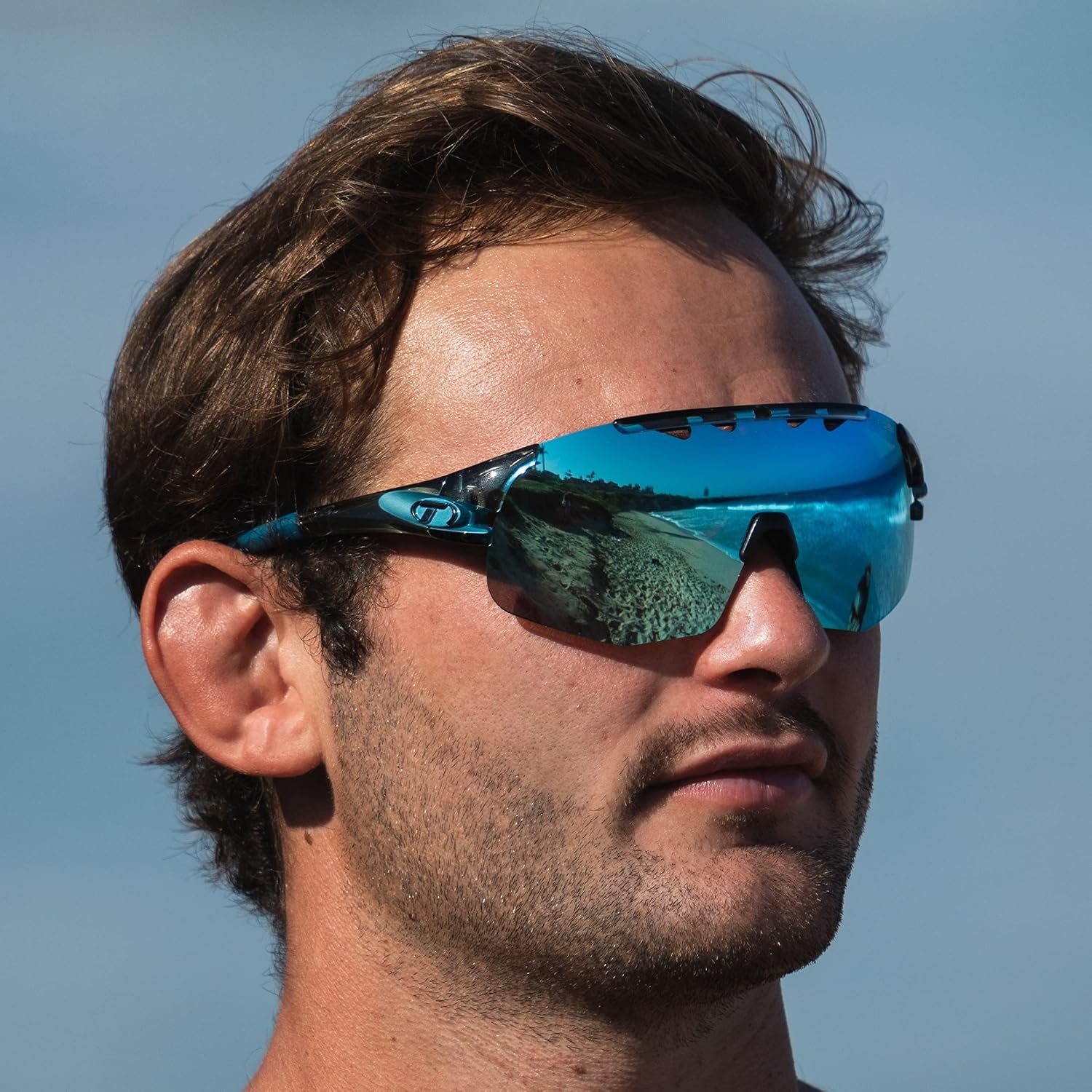 Tifosi Optics Sledge Lite Sunglasses – Ideal For Cycling (Road, Gravel, MTB), Baseball & Softball(Crystal Smoke (Clarion Blue/Ac Red/Clear Lenses))
