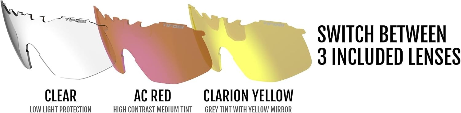 Tifosi Optics Sledge Lite Sunglasses – Ideal For Cycling (Road, Gravel, MTB), Baseball & Softball(Midnight Navy (Clarion Yellow/Ac Red/Clear))