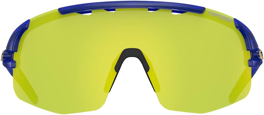 Tifosi Optics Sledge Lite Sunglasses – Ideal For Cycling (Road, Gravel, MTB), Baseball & Softball(Midnight Navy (Clarion Yellow/Ac Red/Clear))