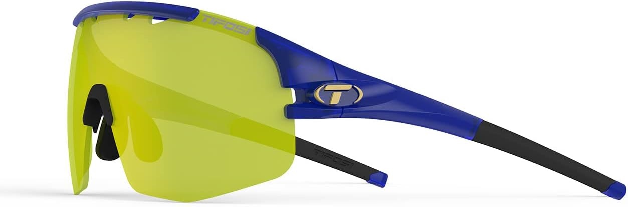 Tifosi Optics Sledge Lite Sunglasses – Ideal For Cycling (Road, Gravel, MTB), Baseball & Softball(Midnight Navy (Clarion Yellow/Ac Red/Clear))